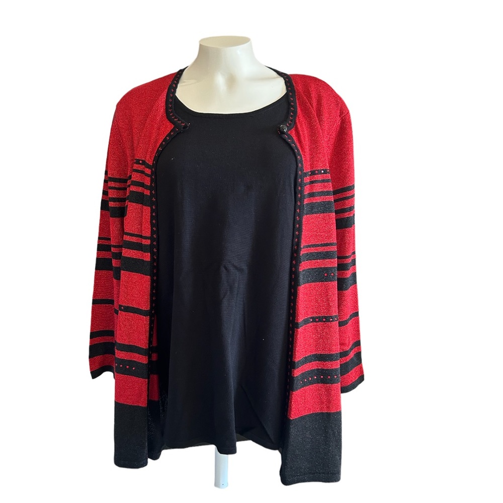Alfred Dunner Glittery Faux Cardigan